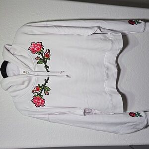 Embroidered Floral Patch Handmade Hoodie NWOT